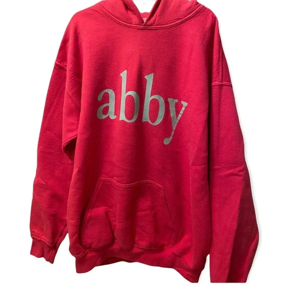 ABBY EUC GIRLS PINK ABBY HOODED SWEATSHIRT HOODIE SUMMER CASUAL HOODIES SIZE L - Picture 1 of 3